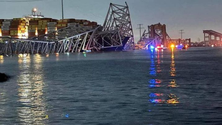 बाल्टिमोरमा कार्गो पानीजहाज पुलमा ठोक्किँदा ६ जनाको मृत्यु