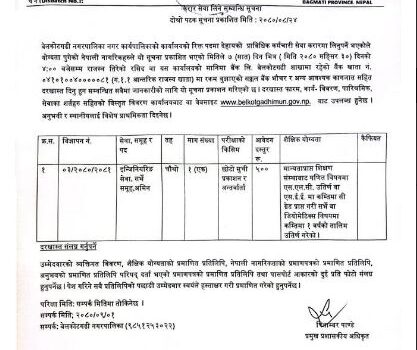 करार सेवामा (अमिन) लिने सम्बन्धी बेलकोटगढी नगरपालिकाको सुचना