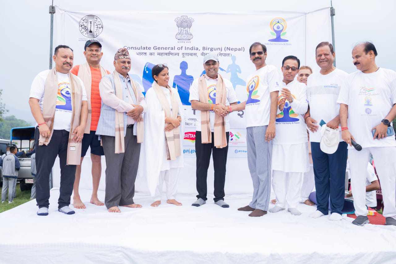 भारतीय महावाणिज्य दूतावास वीरगञ्जद्वारा चितवनको भरतपुरमा योग कार्यक्रम सम्पन्न