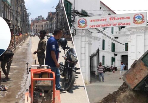 न्यूरोडबाट फर्कियो महानगर प्रहरी, बालेनले काटेको सडक धमाधम पिच गरिंदै
