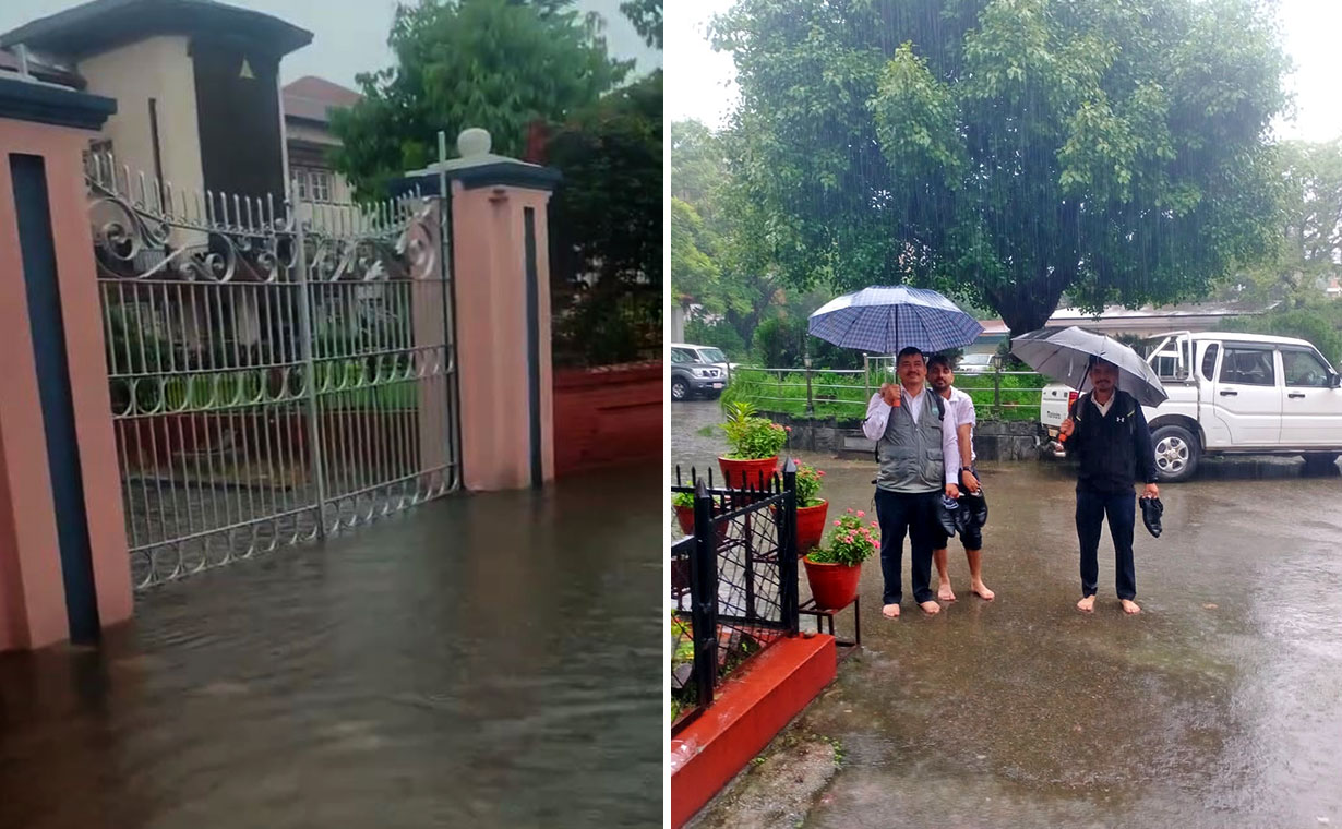 काठमाडौंका सडक जलमग्न, सवारी आवागमन प्रभावित
