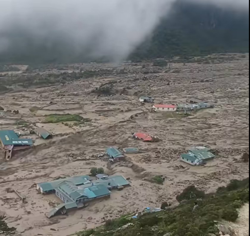 थामे बाढी: एकजना बेपत्ता, १ सय ४० जना विस्थापित