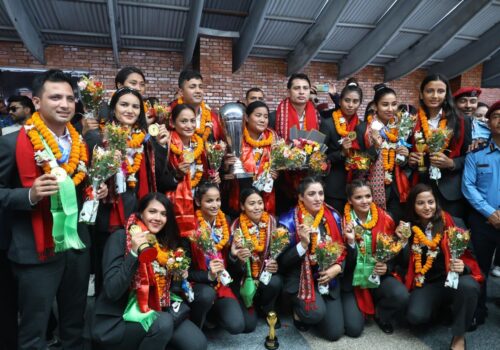 काभा वुमन्स भलिबल क्लब च्याम्पियन प्रहरी टिमलाई भव्य स्वागत (तस्विरसहित)