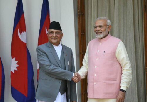 प्रधानमन्त्री ओली र भारतीय समकक्षी नरेन्द्र मोदीबीच भेटवार्ता हुँदै
