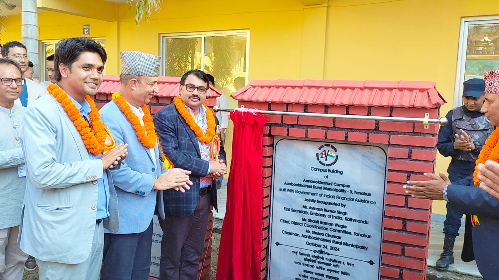 भारतीय सहयोगमा तनहुँस्थित आँबूखैरेनी क्याम्पसको क्याम्पस भवनको उद्घाटन