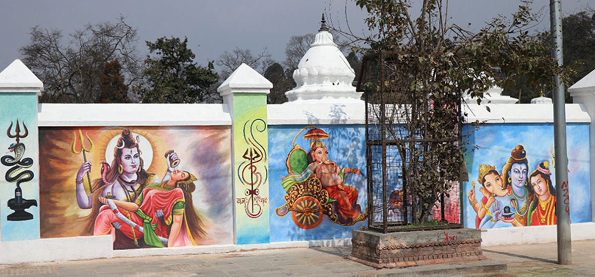 पशुपति मन्दिरमा महाशिवरात्रिको तयारी तिब्र, विभिन्न देवी देवताका आकर्षक भित्ते चित्र बन्ने