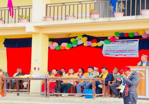 तिगेलाद्धारा विद्यालयलाई जग्गा, मञ्च भवन र खेलमैदान हस्तान्तरण