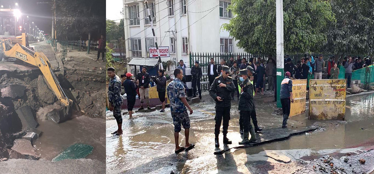 बबरमहलमा फुटेको खानेपानीको पाइप मर्मत थालियो