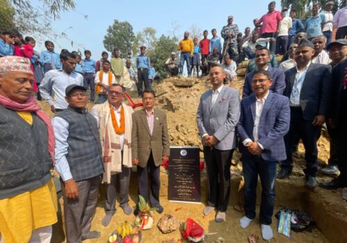नेपाल भारत विकास सहयोग : सुनसरीको त्रिभुवन माध्यमिक विद्यालयको विद्यालय भवन निर्माणको शिलान्यास