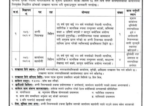 करार सेवामा पदपुर्ती गर्ने सम्बन्धमा धुनिवेशी नगरपालिकाको सुचना
